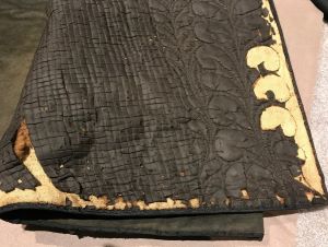 Detail of the coat’s quilted silk lining